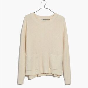 Madewell Patch Pocket Pullover Sweater in Bright Ivory XXS
